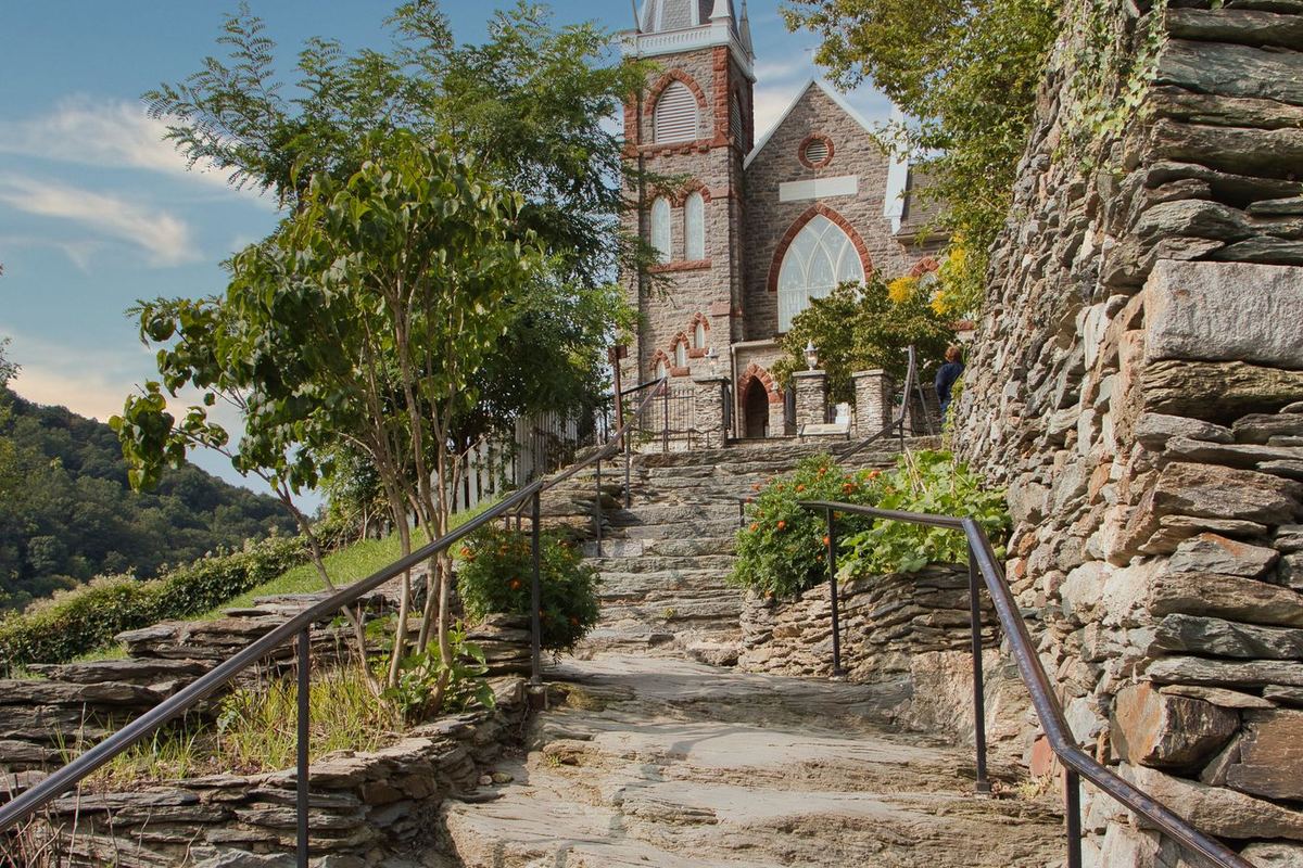 Loan Credit Repair in Wayne County, West Virginia — stone path to a historic church in Harpers Ferry